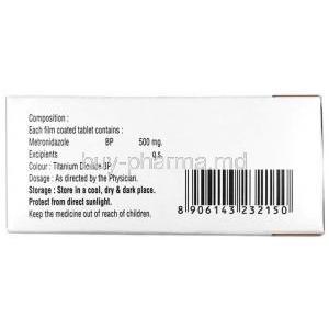 Metroprin, Metronidazole 500 mg, Johnlee Pharmaceuticals, Box information