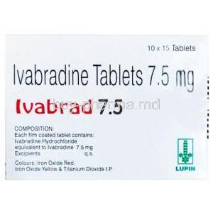 Ivabrad 7.5, Ivabradine 7.5 mg, Lupin, Box front view