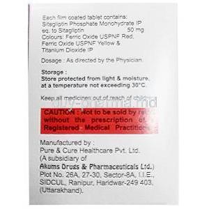 Sita-IN 50, Sitagliptin 50mg, Pure & Cure healthcare, Box information