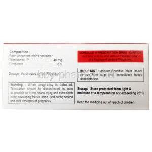 Telfive,Telmisartan 40 mg, Xena Coronus Health Care Pvt Ltd, Box information