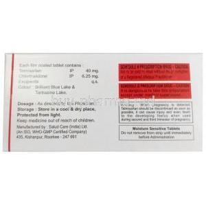 Telfive CH 6.25, Telmisartan 40 mg , Chlorthalidone 6.25 mg, Xena Coronus Health Care Pvt Ltd, Box information