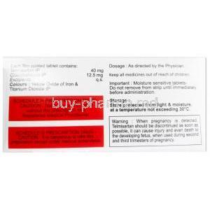 Telfive CH, Telmisartan 40 mg, Chlorthalidone 12.5 mg, Xena Coronus Health Care Pvt Ltd, Box information