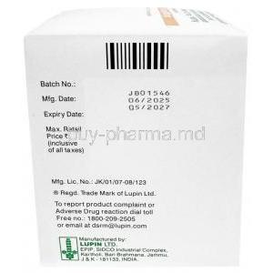 Gibtulio Met, Empagliflozin 12.5 mg/ Metformin 1000 mg, 60 tablets,Lupin Ltd, Box information, Mfg date, Exp date