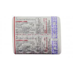 Levera 1000, Generic  Keppra,  Levetiracetam Packaging