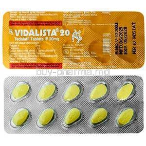 Vidalista 20, Tadalafil 20 mg, Centurion,Blisterpack, Blisterpack information  (New)