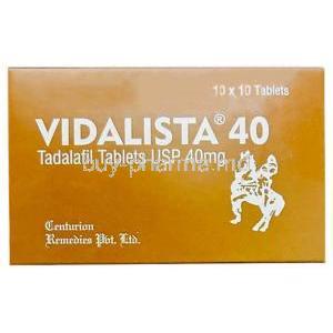 Vidalista 40, Tadalafil 40 mg, Centurion, Box front view (New)