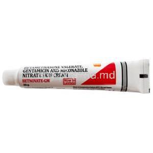 Betnovate-GM Cream, Betamethasone 0.1%,Gentamycin 0.1%,Miconazole 2%, Cream 20 g, GSK, Tube front view (Lamitube)