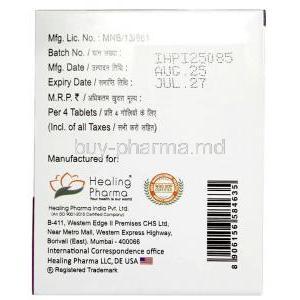 Clariface 500, Clarithromycin 500 mg,Healing Pharma India Pvt Ltd, Box information, Mfg date, Exp date