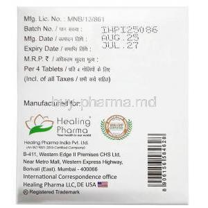 Clariface 250, Clarithromycin 250 mg,Healing Pharma India Pvt Ltd, Box information, Mfg date, Exp date