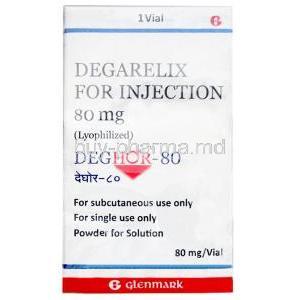 Deghor 80 Injection, Degarelix 80 mg, Vial, Glenmark Pharmaceuticals, Box front view