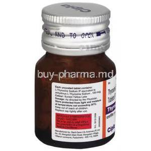Thyrocip 100, Thyroxine 100 mcg, Cipla, 120 tablets(Bottle), Bottle information, Caution