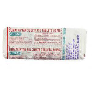 Sumig 50, Generic  Imitrex,  Sumatriptan Packaging