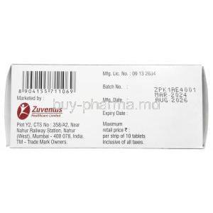 Troxip-OD, Troxipide 300 mg, Zuventus Healthcare Ltd, Box information, Mfg date, Exp date