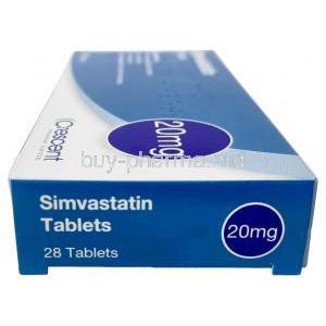 Crescent Simvastatin, Simvastatin 20 mg, Crescent Pharma, Box side view