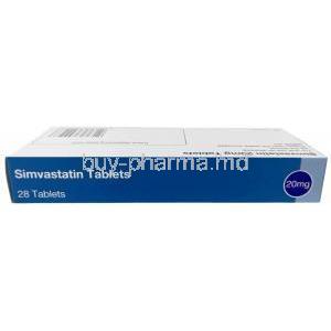 Crescent Simvastatin, Simvastatin 20 mg, Crescent Pharma, Box top view