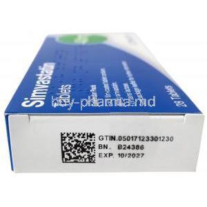 Crescent Simvastatin, Simvastatin 40 mg, Crescent Pharma, Box information, Exp date