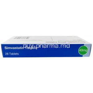 Crescent Simvastatin, Simvastatin 40 mg, Crescent Pharma, Box top view