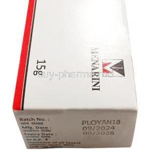 Salytar Ointment,Coal Tar 6%/ Salicylic Acid 3%/ Sulfur 3%, Ointment 15 g, Menarini India, Box side view, Mfg date, Exp date
