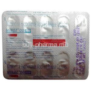 Minoz OD 100, Minocycline 100 mg, Capsule (MR), Sun Pharma,Blisterpack information