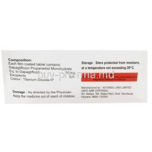 DapaKay, Dapagliflozin 10 mg, Kachhela Medex, Box information, Composition, Storage