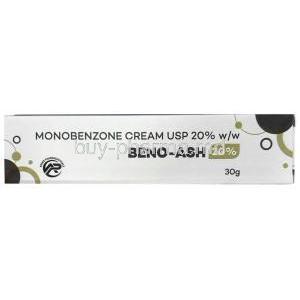 Beno-Ash 20% Cream, Monobenzone 20%, Cream 30g, Asher Pharmaceuticals, Box front view