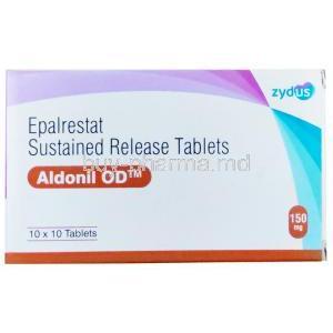 Aldonil OD, Epalrestat 150 mg, Zydus Cadila, Box front view