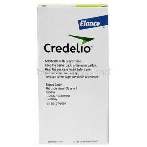 Credelio, Lotilaner 450mg for Dogs (11 kgs-22 kgs) 6 chewable tablets, Elanco GmbH, Box information, Manufacturer