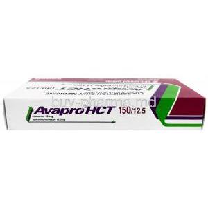 Avapro HCT, Irbesartan 150 mg/ Hydrochlorothiazide 12.5 mg, Bristol-Myers Squibb, Box top view