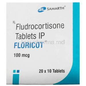 Floricot, Fludrocortisone Acetate 100 mcg, Samarth Life Science, Box front view（New package）