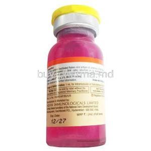 Raksharab Rabies Veterinary Vaccine、Vial 10mL, Indian Immunologicals、Vial information