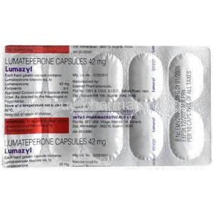 Lumazyl, Lumateperone 42 mg, Intas Pharma, Blisterpack information
