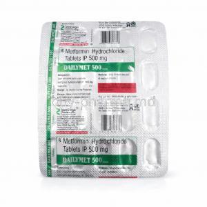 Dailymet 500, Metformin Tablet, Prevego, blister pack description
