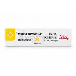 Huminsulin R, Insulin Injection 100 IU/mL (Eli Lilly), Box side view