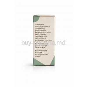 Condyline, Podophyllotoxin 0.5%, Solution 3.5 mL, Karo Pharma, Box information, Composition