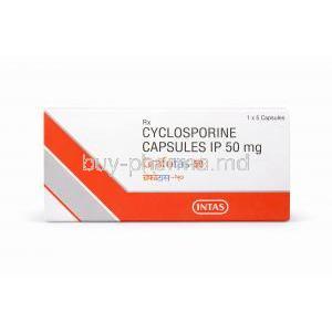 Grafotas 50, Cyclosporine Capsules 50 mg (Intas) Front view