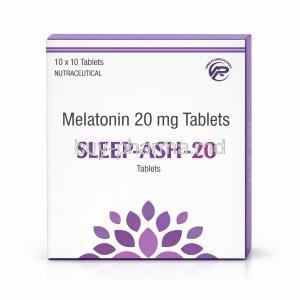 Sleep-Ash 20, Melatonin 20 mg, Asher Pharmaceuticals, Box front view