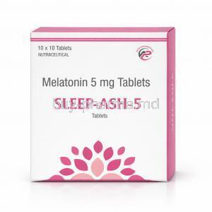 Sleep-Ash 5, Melatonin 5 mg, Asher Pharmaceuticals, Box front view