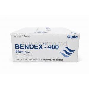 BENDEX 400, Albendazole 400 mg (Cipla) Box side view