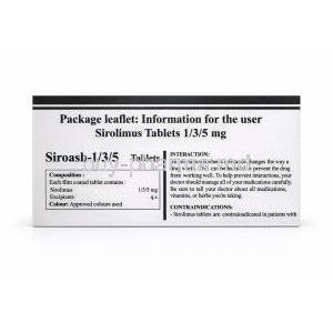 Siroash, Sirolimus (Rapamycin), Asher Pharmaceuticals,Box information, Information for user