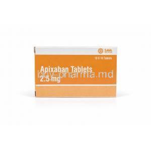 Apixaban 2.5 mg 100 Tablets, Eliquis generic (SAVA), Box