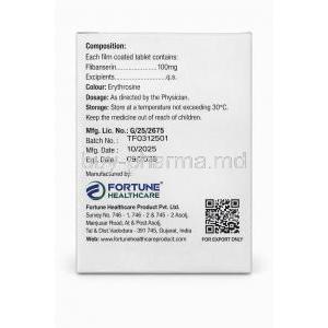 Filmil,Flibanserin 100mg, Fortune Healthcare Pvt., Ltd, Box information
