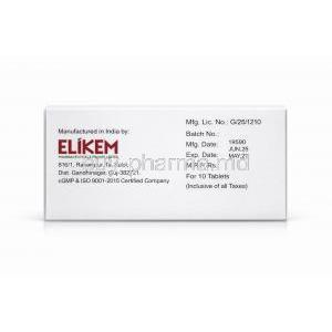 Elixetine-10, Atomoxetine 10 mg, Elkem Healthcare,Box information, Mfg date, Exp date