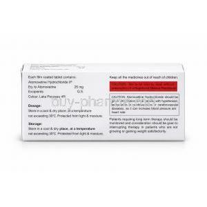 Elixetine-25, Atomoxetine 25 mg, Elkem Healthcare, Box information,Caution