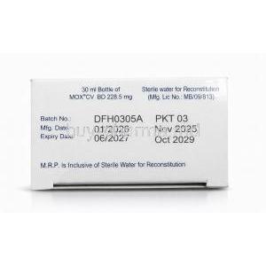 Mox CV BD Powder for Oral Suspension, Oral suspension with sterile water 30 mL, Sun Pharma, Box information, Mfg date, Expdate