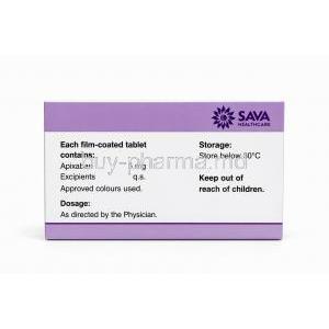 Apixaban Tablets 5mg, Box side details