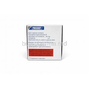 Prodep, Fluoxetine 20mg, Sun Pharma, Box informatin, Caution