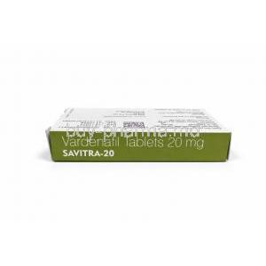 Savitra-20, Vardenafil 20 mg, Vista Pharma, Box top view