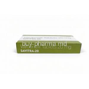 Savitra-20, Vardenafil 20 mg, Vista Pharma, Box bottom view