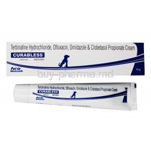 Curabless Cream for Pets box and tube