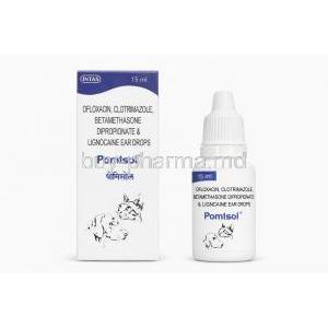 Pomisol Ear Drops (Intas), Box and Bottle